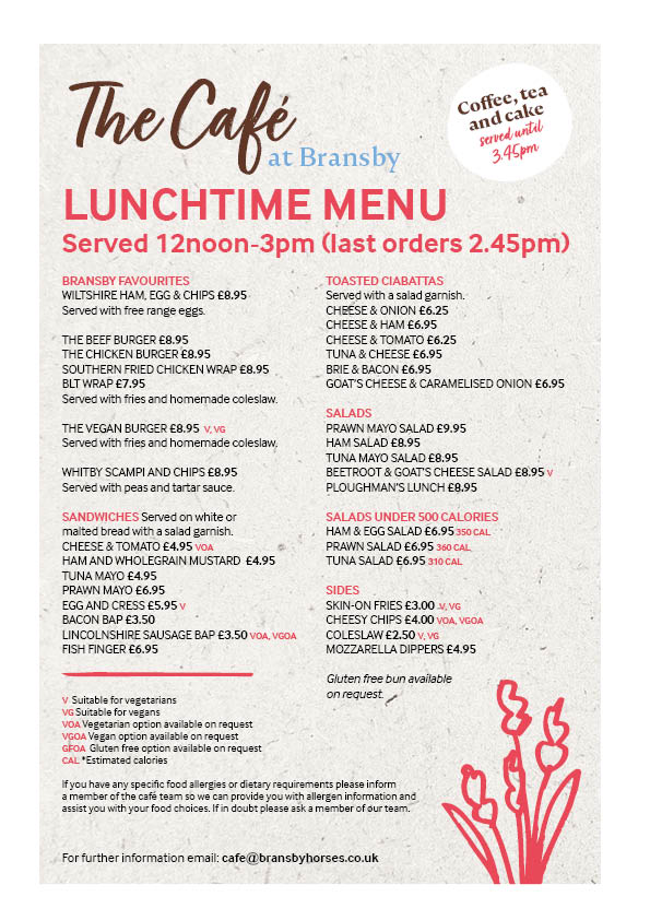 Lunch_Menu Bransby Horses
