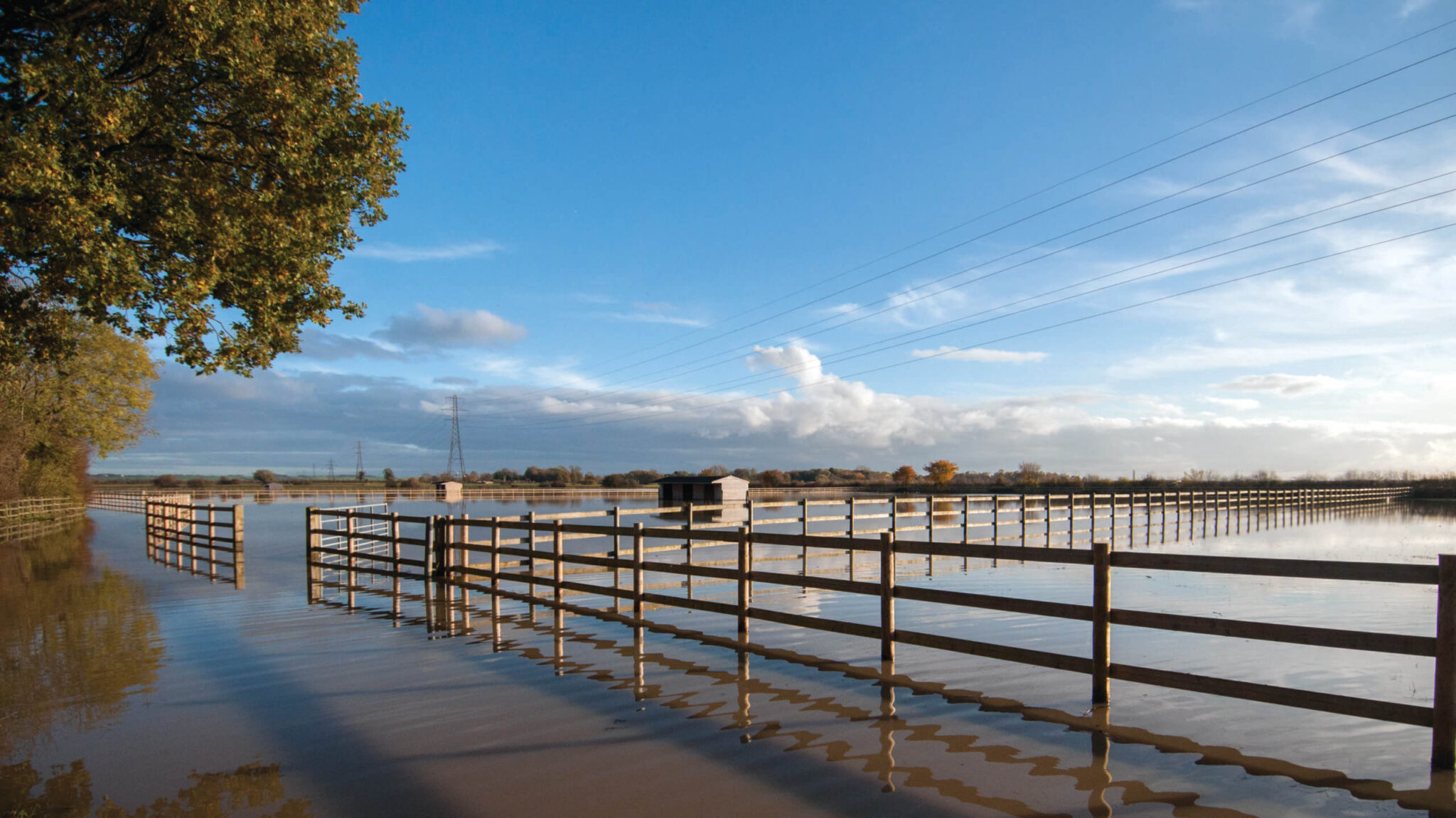 flooded pathways and field at bransby horses