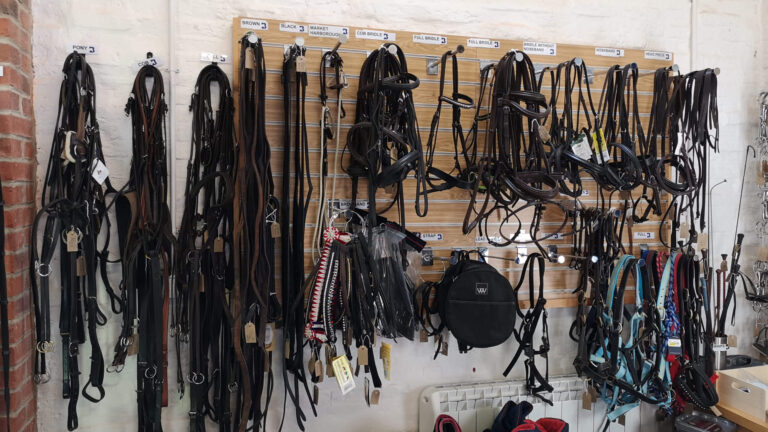 array of tack available to purchase in the second hand shop