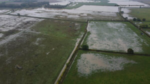 aerial shot of flooded fields at bransby horses