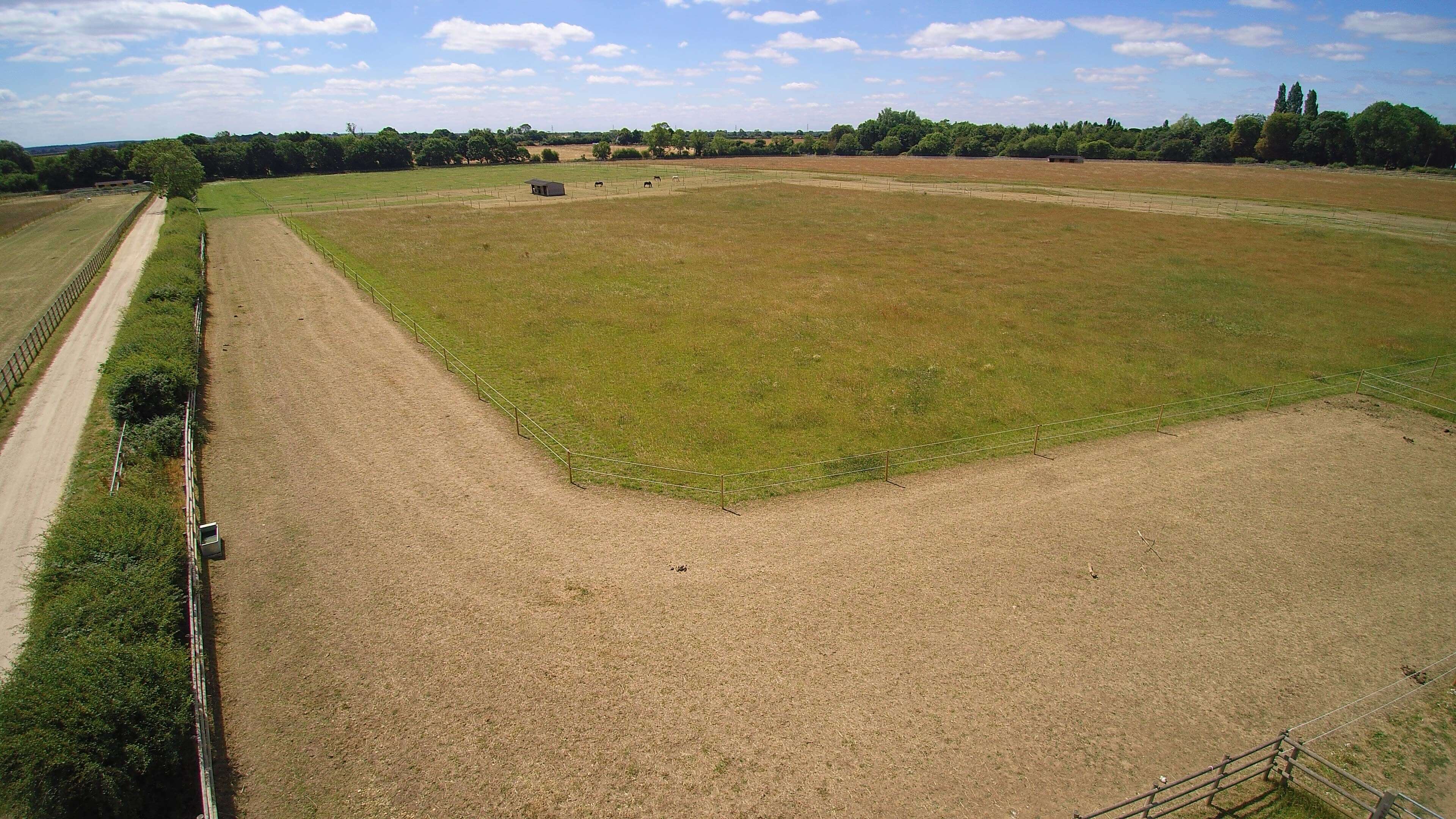 aerial view of a track system at bransby horses