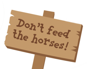 don't feed the horses, graphic sign