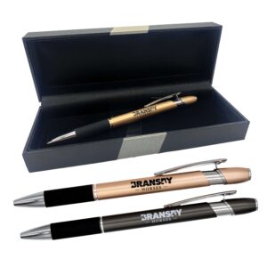 bransby branded pens in champagne and grey colour