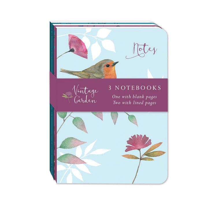 Vintage Garden A6 Mini Notebooks - 3 Pack