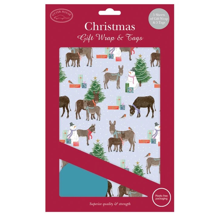 Donkey & Friends Xmas Wrap 5 pack sheets & tags