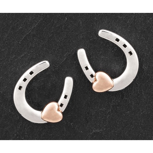 Lucky Horseshoe Two Tone Earrings