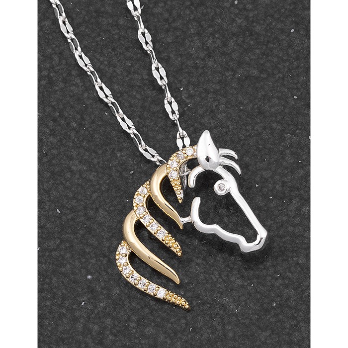 Horse Head Two Tone Necklace