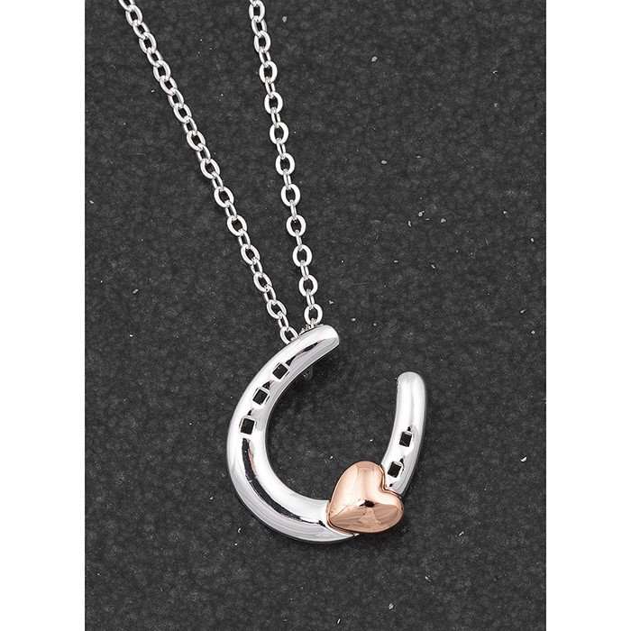 Lucky Horseshoe Two Tone Necklace