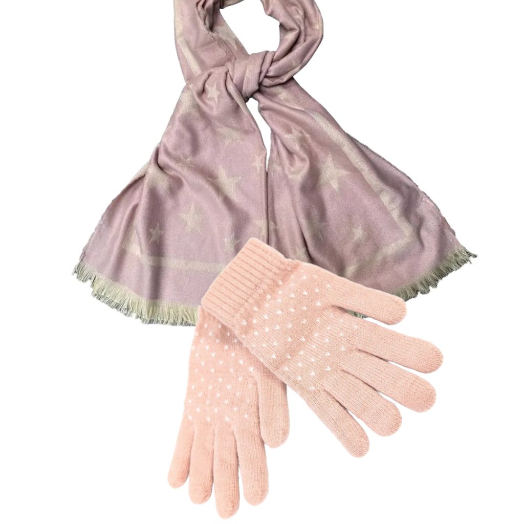 Pink Scarf & Gloves Set